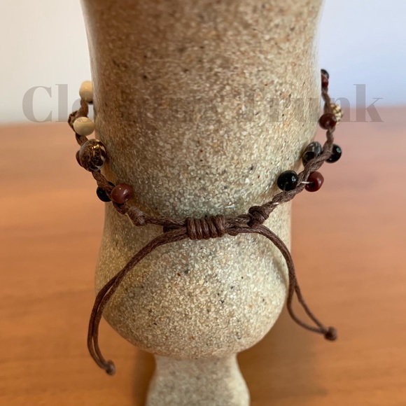 Mini Sea Shell Macrame Anklet – Dark Brown Adjustable Beach Boho Jewelry - Picture 6 of 6